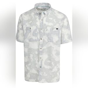Avid Men's Casual Gray Camouflage Button Down Shirt